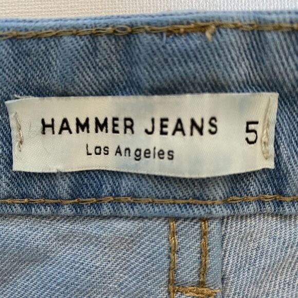 Hammer Los Angeles Womens Jeans 5 Blue High Rise Light Wash Distress Denim - Picture 8 of 9
